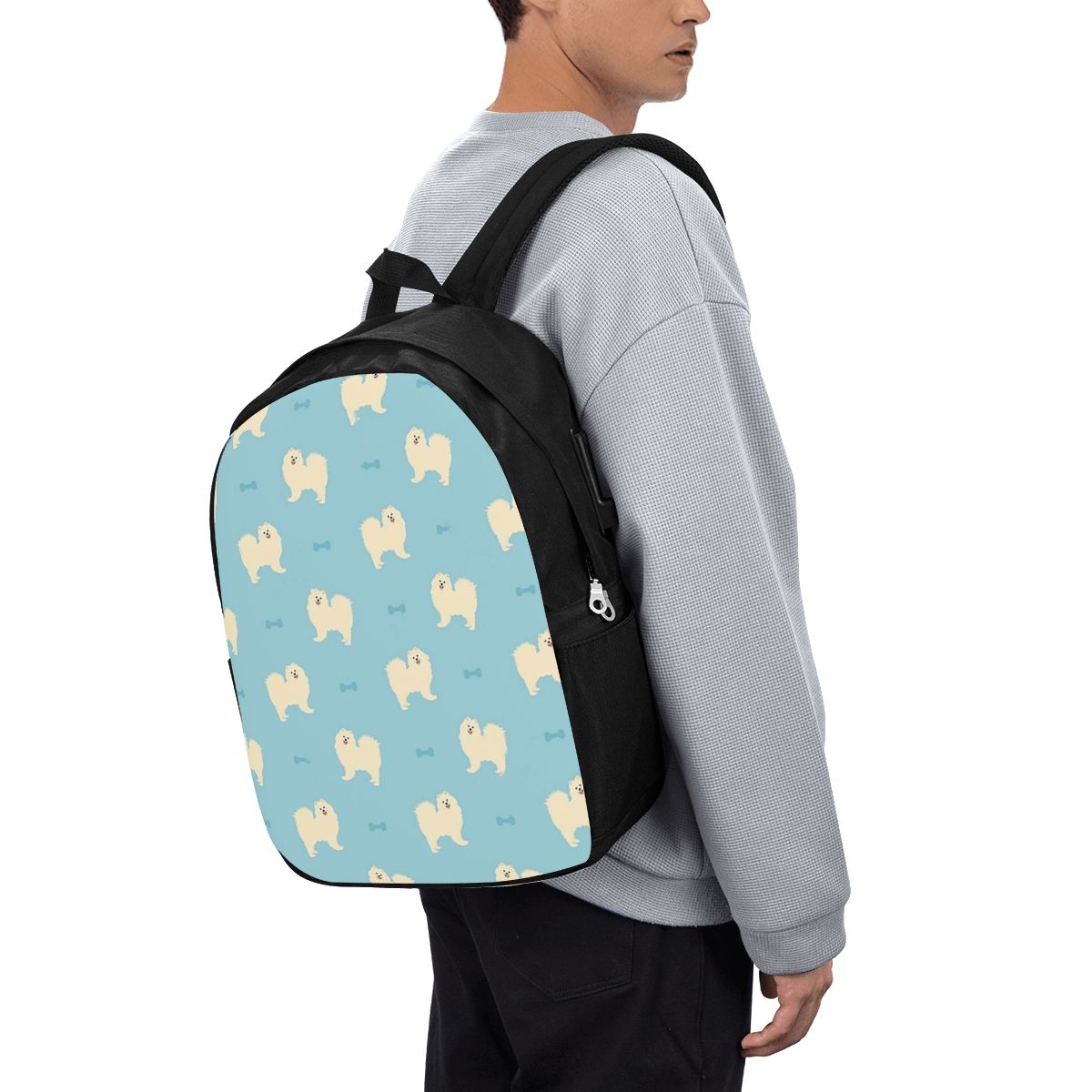 Laptop Bag - Plecak z motywem psa rasy Samojed,